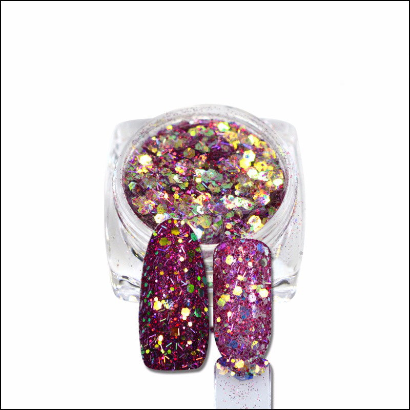 Sequin Nail Glitter Pigment, Pink. A beautiful mix of fine and chunky glitter.