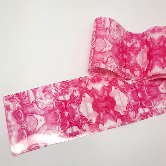 Abalone Shell Nail Foil, Bright Pink. Beautiful colour and design.
Supplied in 4cm x 100cm lengths.