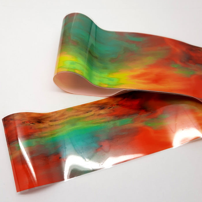 Nail Transfer Foil 'African Sunset'. Beautiful colours on this foil.
Supplied in 4cm x 100cm lengths.