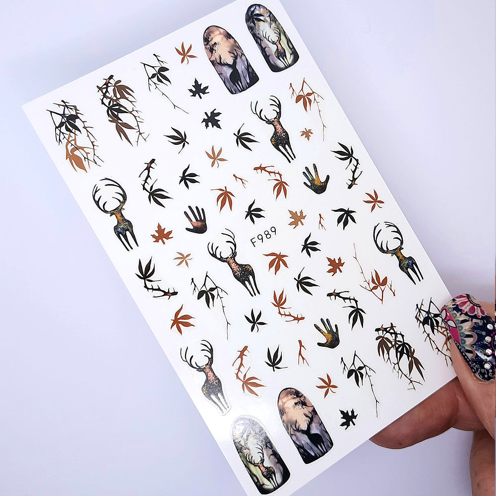 Autumn Leaves + Deer Nail Stickers. These are beautiful, and so easy to use.