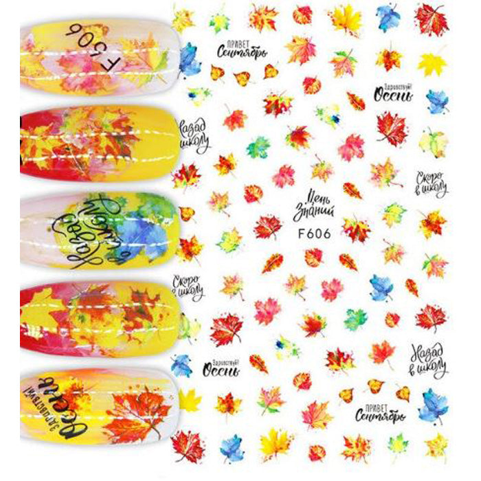 Autumn Maple Leaves Nail Stickers. Beautiful leaves and text, and so easy to use.