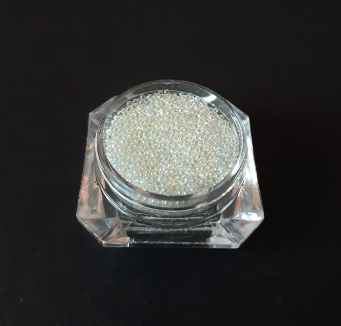 Tiny Caviar Nail Beads, Clear. Beautiful little glassy nail beads.