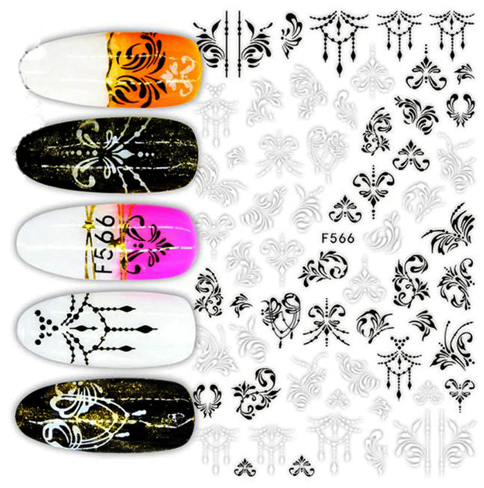 Black + White Self Adhesive Nail Stickers, very lovely designs and so easy to use.