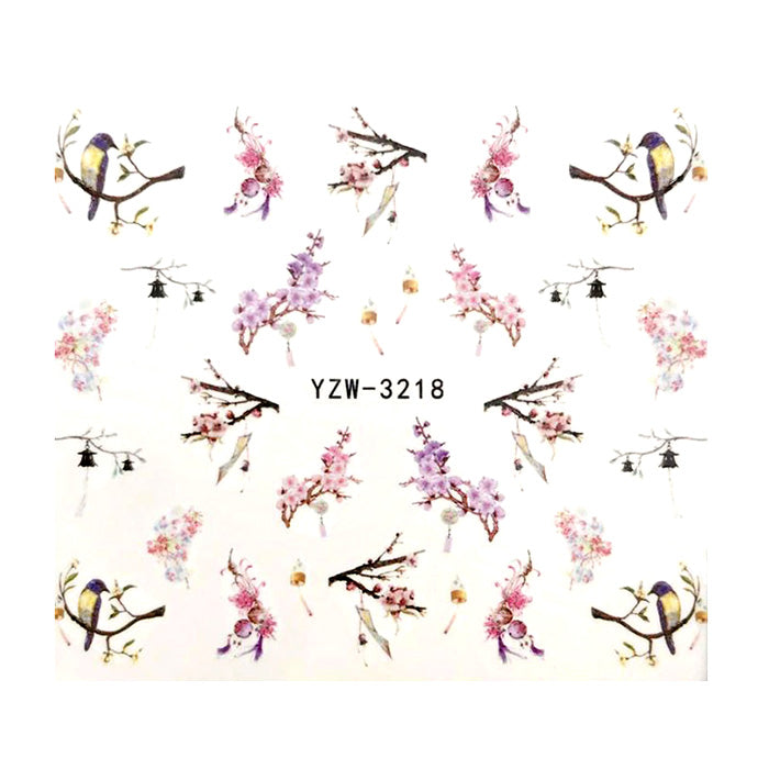 Décalcomanies à l'eau Fleurs et oiseaux