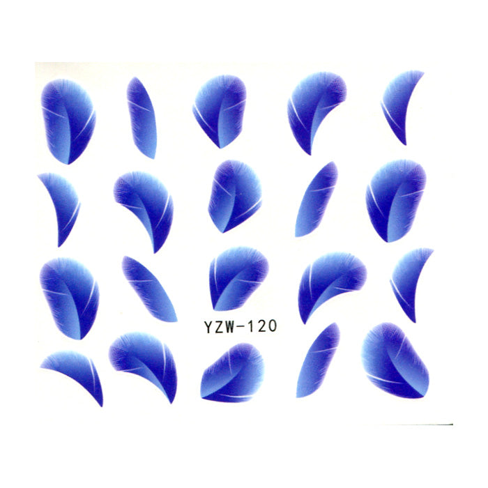 Blue Feathers Nail Water Decals, lovely feathers.