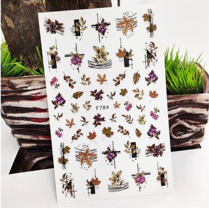 Brown Autumn Leaves Nail Stickers