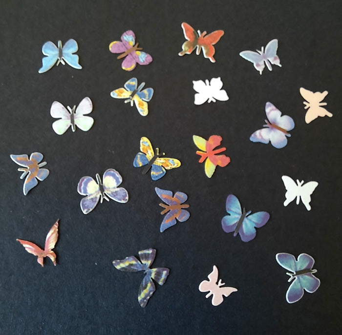 Some colourful butterfly nail art slices.