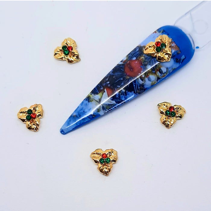 Christmas Holly Nail Charms x 5, gorgeous little nail charms.