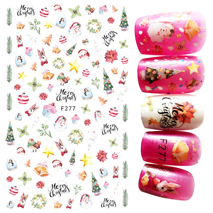 Christmas nail stickers with cute festive designs.