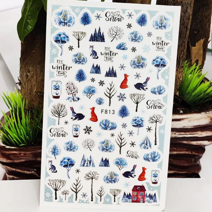 Winter Nail Stickers with Foxes, absolutely beautiful, and so easy to use.