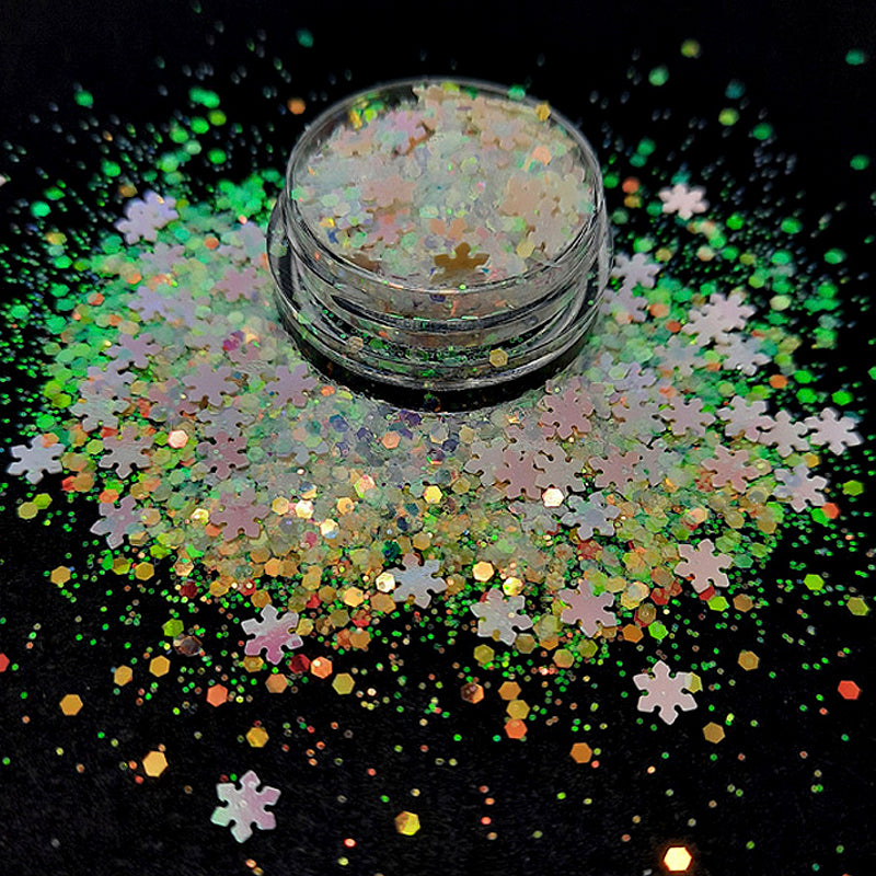 Christmas Iridescent Snowflake Nail Glitter 'Snowstorm'