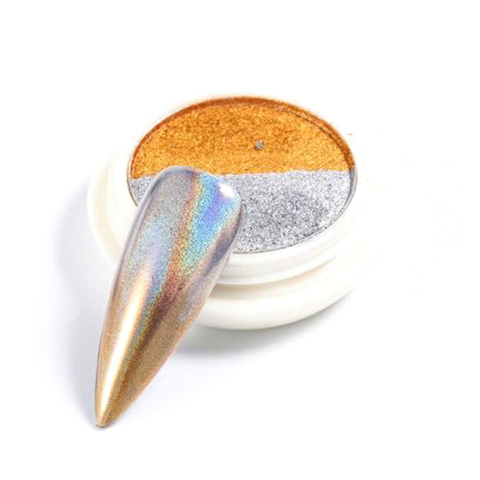 Solid Duo Chrome Nail Powder #2. These are fabulous pots of nail chromes, you get two different colours in a pot, and chrome nails are trending right now.