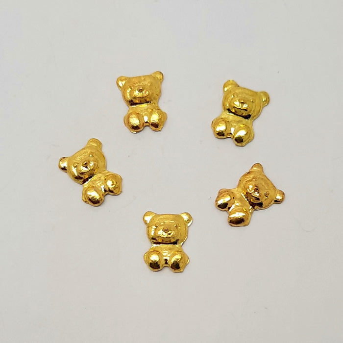 Cute Teddy Nail Charms, Gold. Very cute goldmetal teddies. Also available in silver.