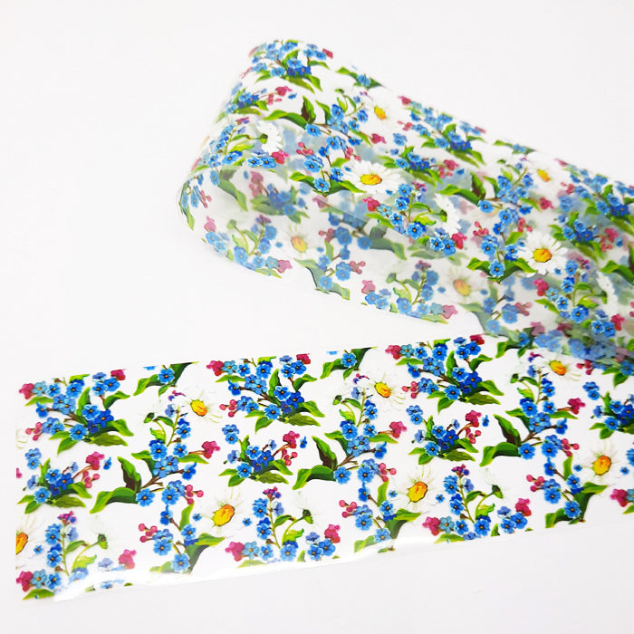 Floral-patterned nail art foil on a white background