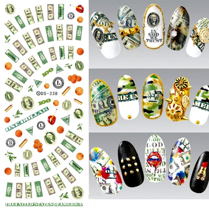 Dollar Bill Nail Water Decals. Lots of cool designs.
