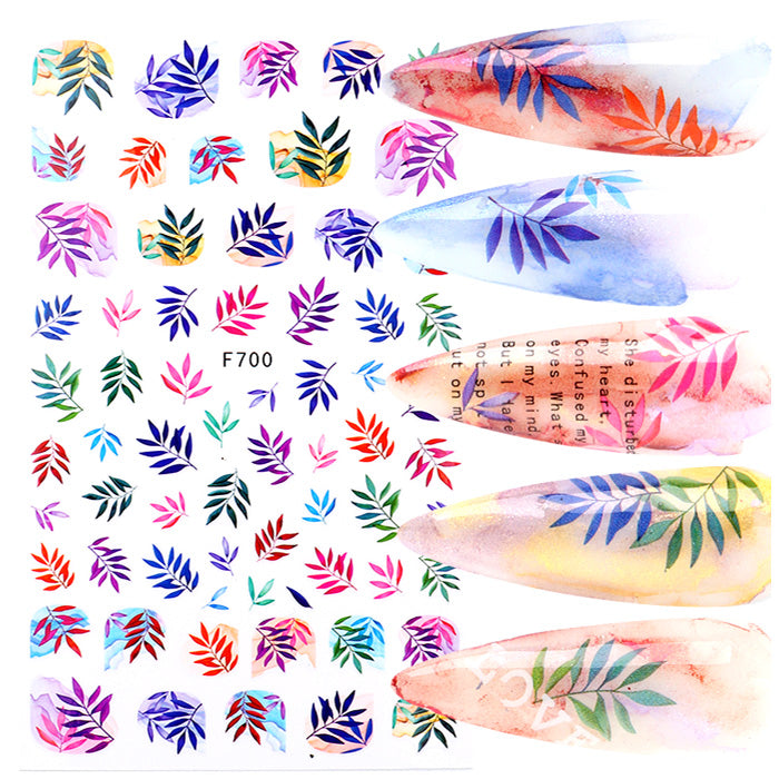 Coloured Leaves Nail Stickers. Beautiful colourful leaves, and so easy to use.