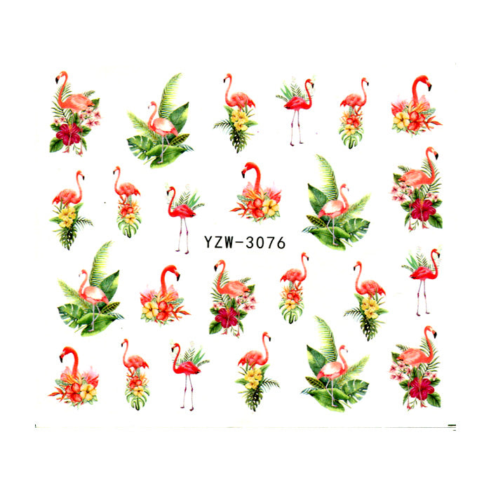 Flamingo Nail Art Water Decals, beautiful tropical summer designs.