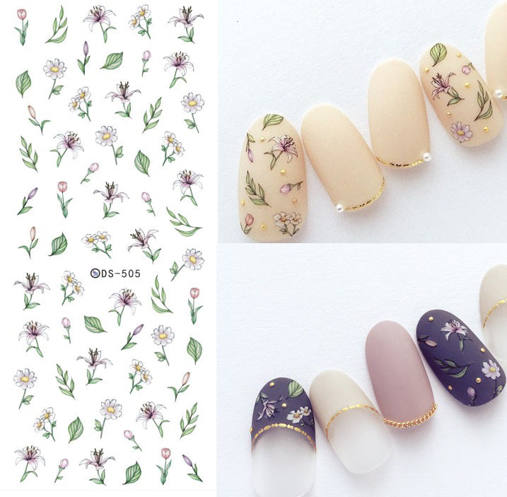 Beautiful and dainty Tulips + Daisy Flower Nail Water Decals