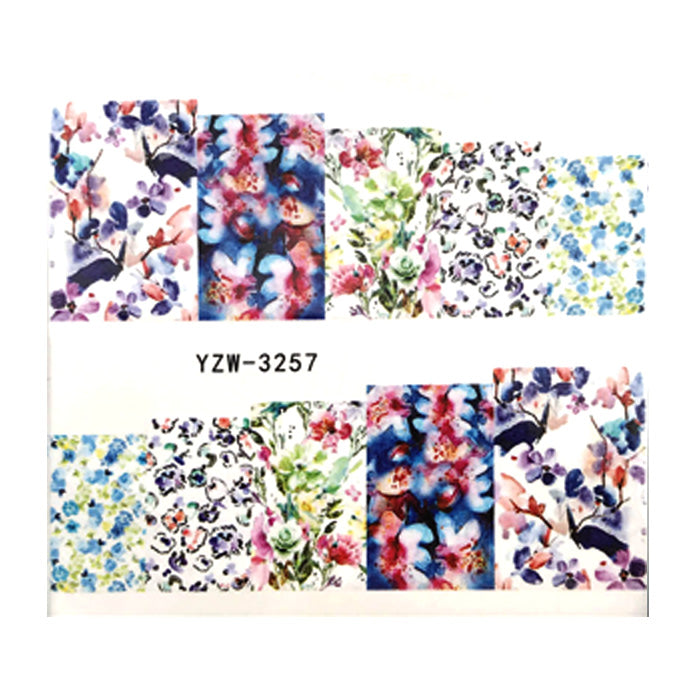 Décalcomanies pour ongles à motif de fleurs en aquarelle