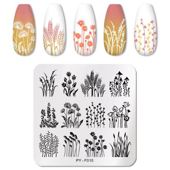 Flowers + Grasses Nail Stamping Plate, beautiful designs.