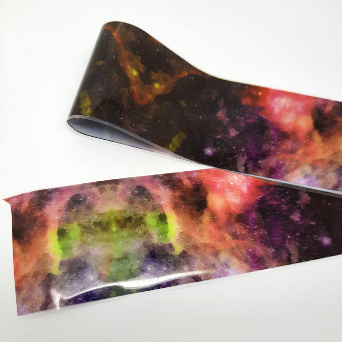 Galaxy Nail Transfer Foil 832-7. A beautiful galaxy nail foil.
Supplied in 4cm x 100cm lengths.
