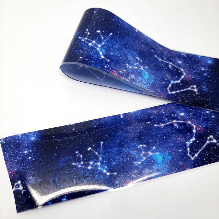 Galaxy Zodiac Nail Transfer Foil 836-4, a beautiful starry design.
Supplied in 4cm x 100cm lengths.