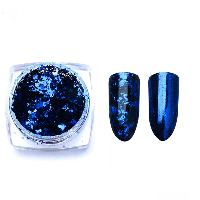 Nail Glitter Flakes, Blue. Gorgeous deep blue metallic nail flakes.