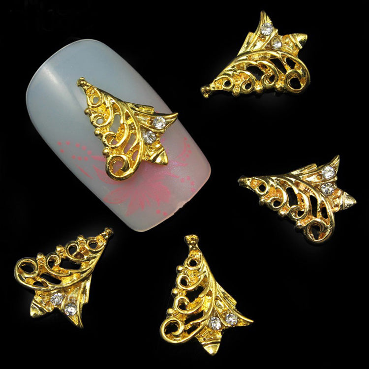 Gold Christmas Tree Charms x 4, cute gold trees with gems.