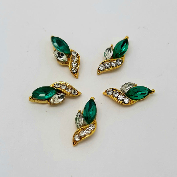 Gold Nail Charms x 4, Pink & Red or Green