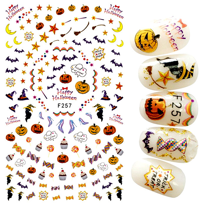 Halloween Candy Nail Stickers, loads of Halloween designs, and these self adhesive nail stickers are so easy to use.