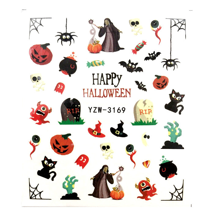 Happy Halloween Nail Water Decals. A lovely selection of spooky designs.