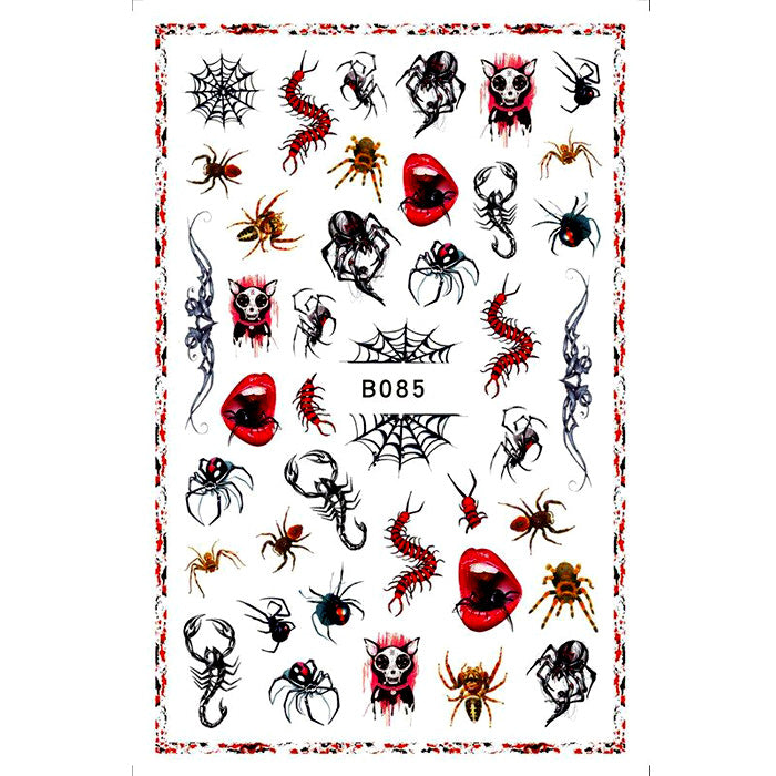 Spooky Spiders + Scorpians Nail Stickers, wonderful spooky bugs.