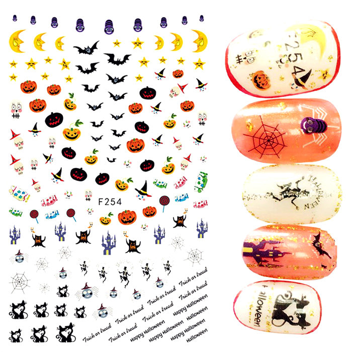 Halloween Nail Stickers, Bats + Pumpkins. Lovely designs, and so easy to use.