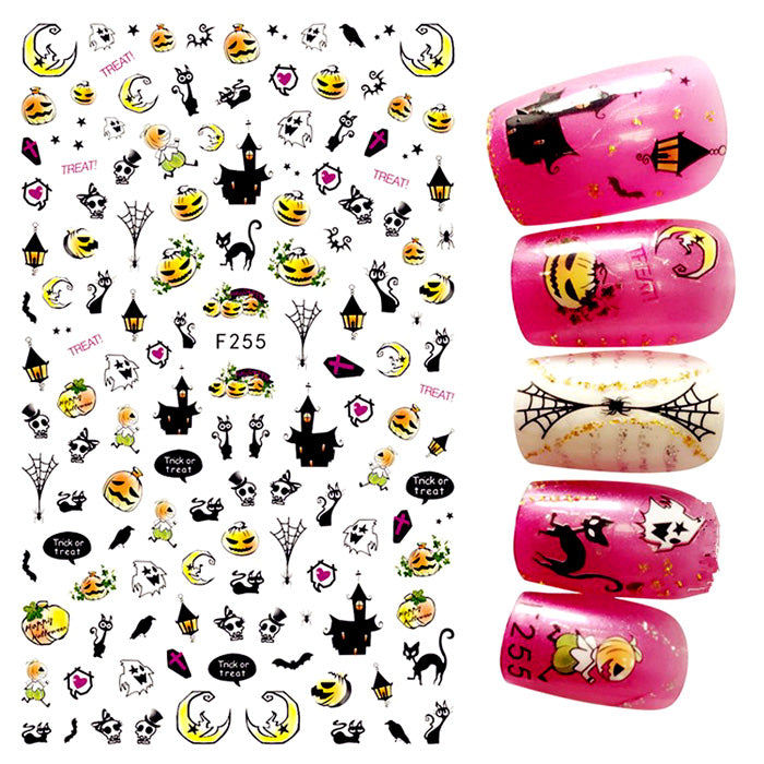 Spooky Halloween Nail Stickers. So many designs on this sticker sheet, a must for your Halloween nail designs, and so easy to use.