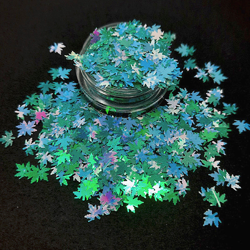 Paillettes pour ongles Feuilles d'automne, bleus irisés