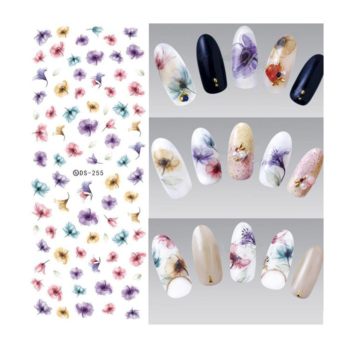 Flowers Nail Water Decals. Lots of beautiful colourful flowers on this sheet.