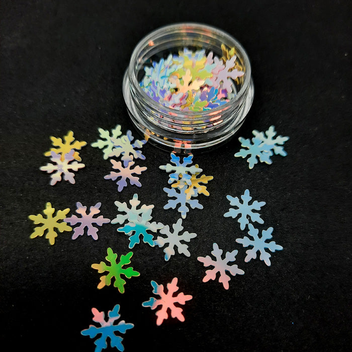 Paillettes pour ongles en forme de flocon de neige, pastel irisé