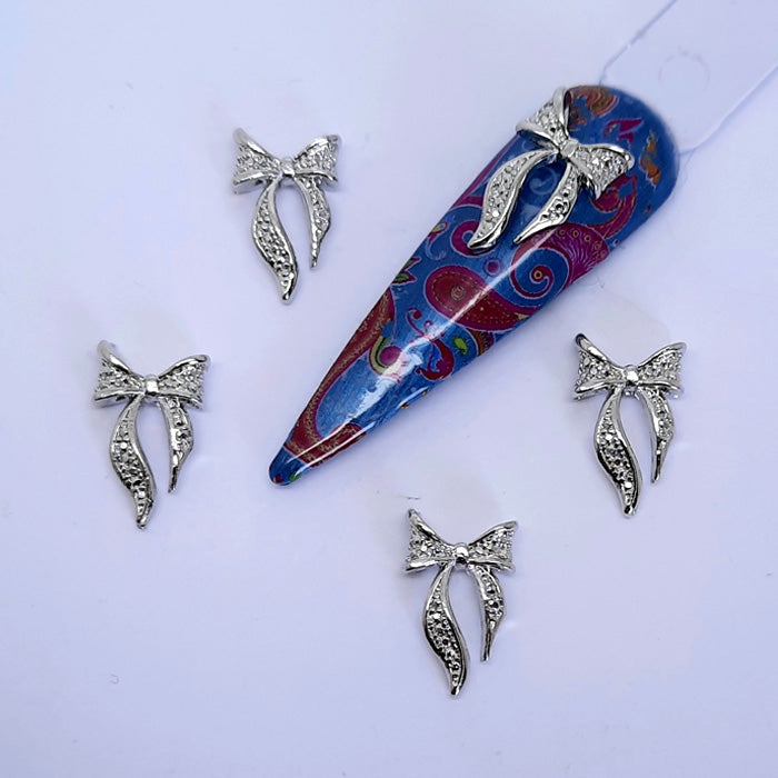 Nœuds Nail Art x 4, Or, Argent ou Or Rose