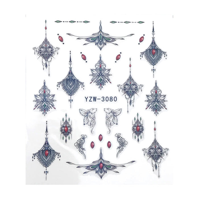 Lotus Mandala Nail Water Decals, beautiful intricate designs.