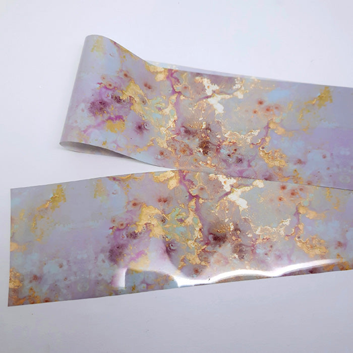 Marble Nail Foil, Grey + Pink with gold. A beautiful nail foil.
Supplied in 4cm x 100cm lengths.