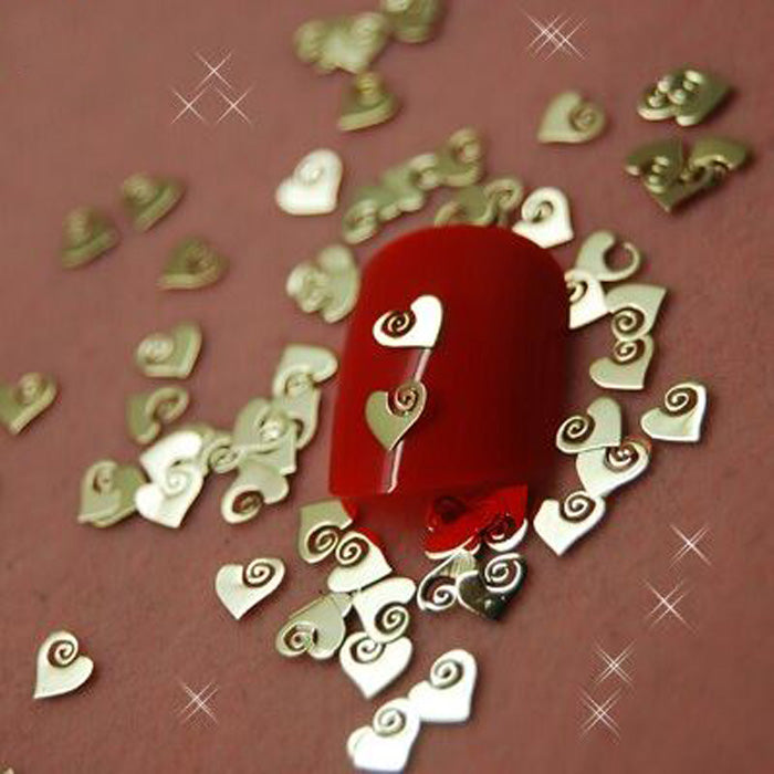 Gold Hearts Nail Slices x 20, cute little metal slices.