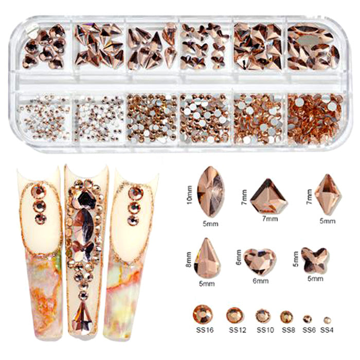 Formes de cristaux pour ongles, différentes couleurs