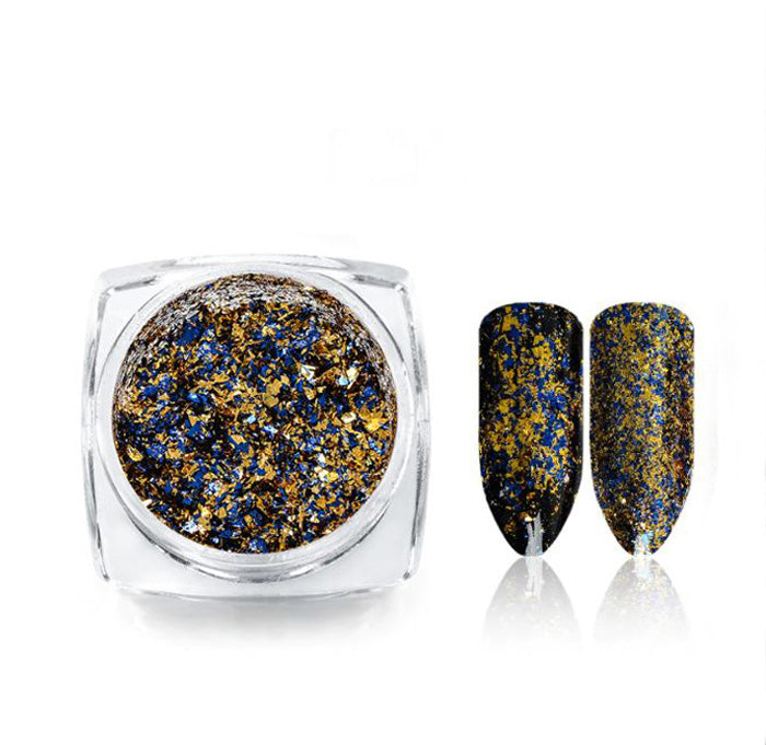 Two-Tone Nail Flakies, Gold + Blue