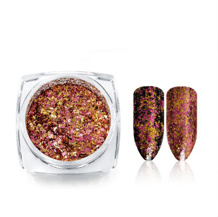 Two-Tone Nail Flakies, Pink + Gold