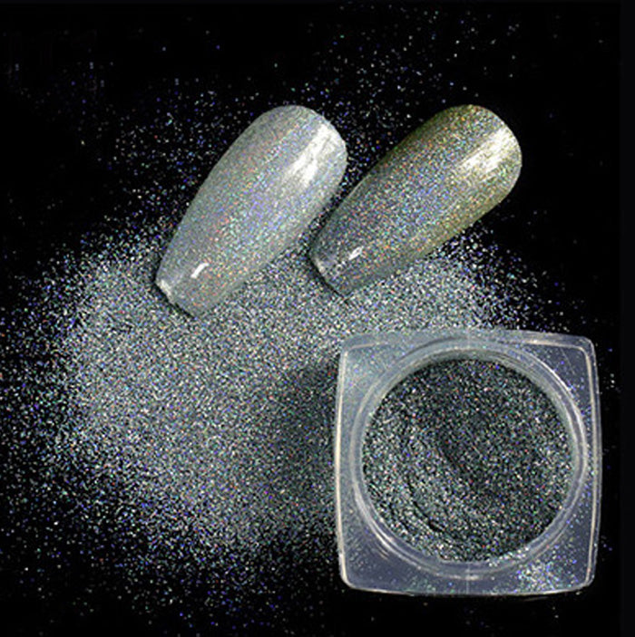 Holo Neon Nail Glitter Powder, Grey