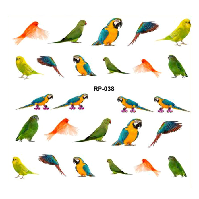 Parrots Nail Water Decals. Cute and colourful parrots, so gorgeous.