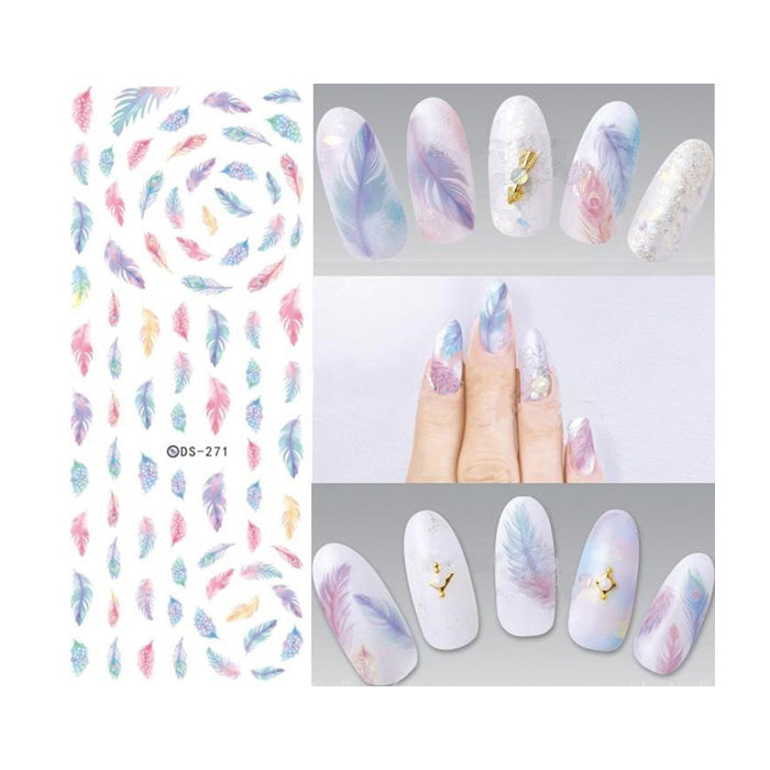 Pastel Feathers Nail Water Decals, beautiful feathers in soft colours, and so many on the sheet. 