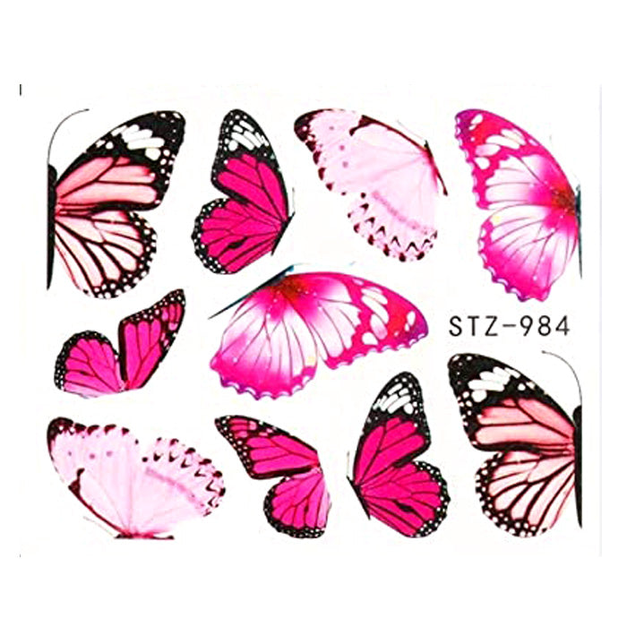 Pink Half Butterfly Nail Decals, wonderful large pink half butterflies.