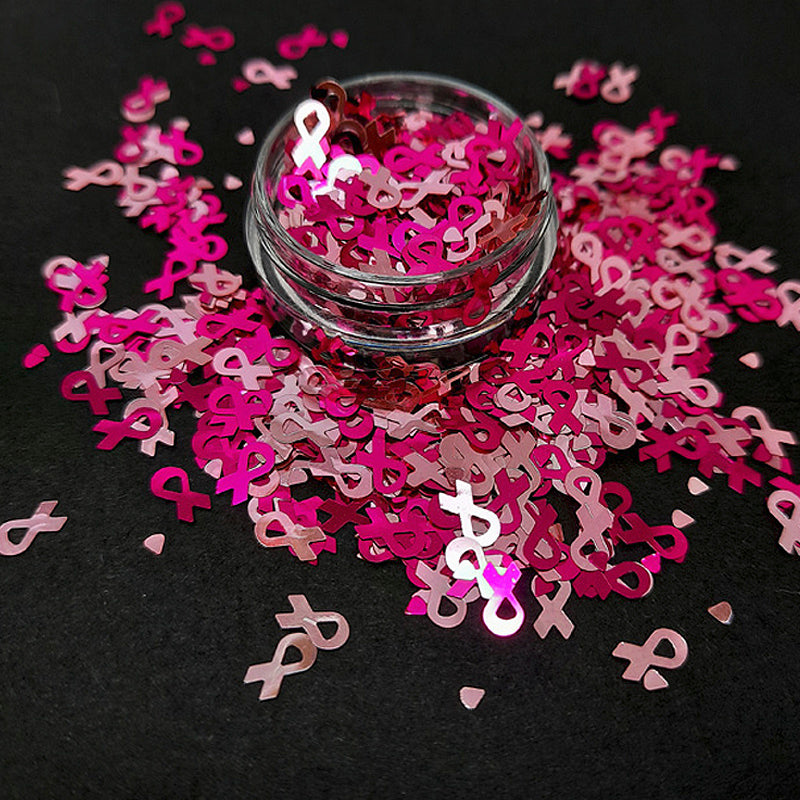 Pink Ribbon Breast Cancer Awareness Nail Glitter.