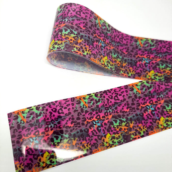 Rainbow Animal Print Nail Foil. A beautiful animal print nail foil in different coloured patches.
Supplied in 4cm x 100cm strips.